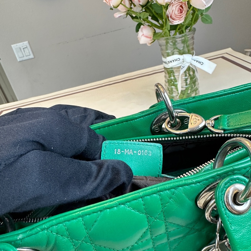Dior Green Quilted Leather Lady Dior Top-Handle Shoulder Bag - Picture 15 of 16